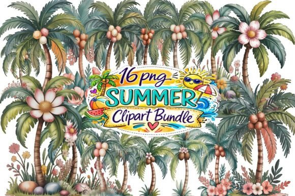 Download Tropical Palm Tree Clipart Bundle PNG | - Clipart bundle Collection