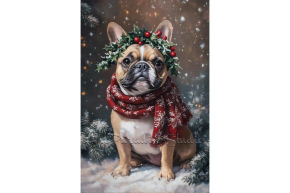 Download Christmas French Bulldog Cozy Winter Art - Premium Resources
