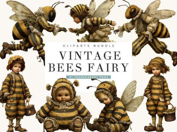 Download Vintage Bees Fairy Clipart Bundle - Clipart bundle Collection