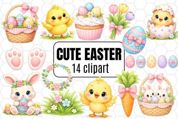 Download Cute Easter Bunny &amp; Chick Clipart Bundle - Clipart bundle Collection