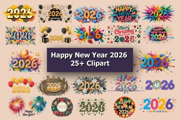 Download Happy New Year Clipart Bundle 2026 - Clipart bundle Collection