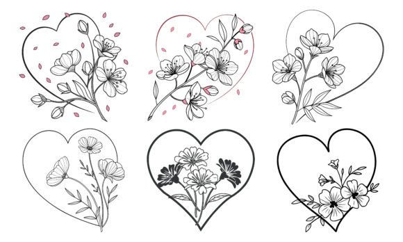 Download Minimalist Floral Heart Clipart Bundle - Clipart bundle Collection