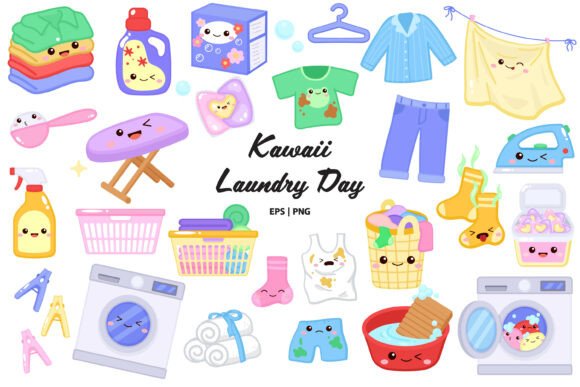Download Cute Laundry Day Clipart Bundle - Clipart bundle Collection