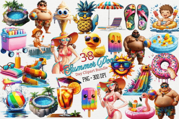 Download Summer Pool Day Clipart Bundle, - Clipart bundle Collection