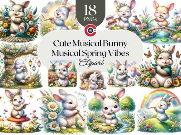 Download Cute Musical Bunny Clipart Bundle - Clipart bundle Collection