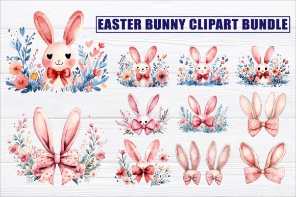 Download Easter Bunny Watercolor Clipart Bundle - Clipart bundle Collection