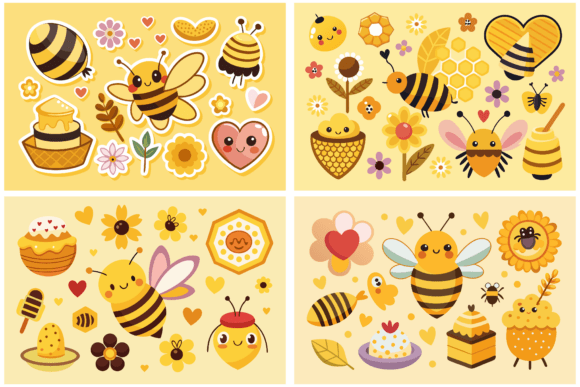 Download Cute Bee Sticker Clipart Bundle - Clipart bundle Collection