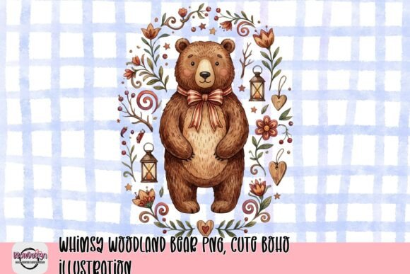 Download Whimsy Woodland Bear PNG, Cute Boho Illustration - Woodland bear Collection