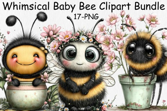 Download Whimsical Baby Bee Clipart Bundle - Clipart bundle Collection