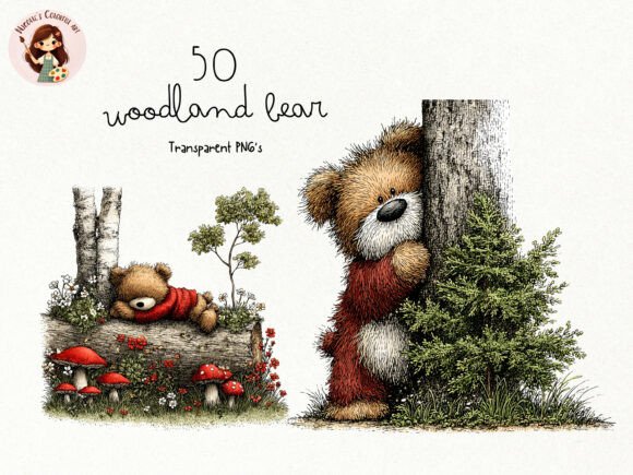 Download Woodland Bear PNG Clipart Bundle - Woodland bear Collection