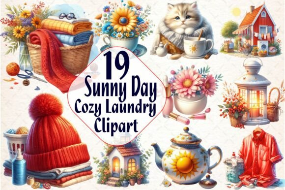 Download Sunny Day Cozy Laundry Clipart Bundle - Clipart bundle Collection