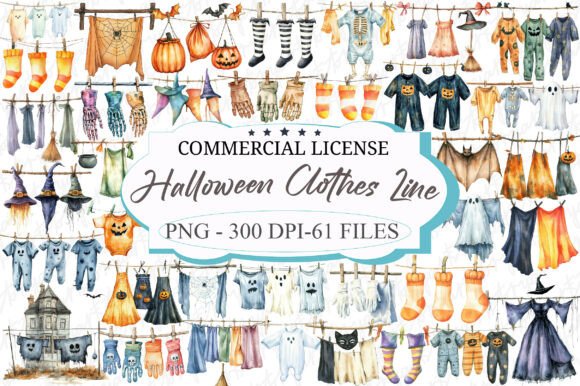 Download Halloween Clothes Line Clipart Bundle - Clipart bundle Collection