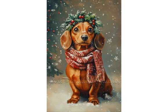 Download Christmas Dachshund Dog Cozy Winter Art - Premium Resources